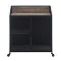 Industrial Bar Cabinet Cart with Mesh Doors Shelves and Wheels