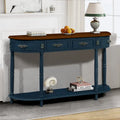 52-Inch Half Moon Circular Sofa Table with Open Shelf and Dual Drawers