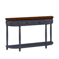 52-Inch Half Moon Circular Sofa Table with Open Shelf and Dual Drawers