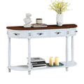 52-Inch Half Moon Circular Sofa Table with Open Shelf and Dual Drawers