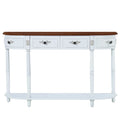 52-Inch Half Moon Circular Sofa Table with Open Shelf and Dual Drawers