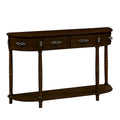 52-Inch Half Moon Circular Sofa Table with Open Shelf and Dual Drawers