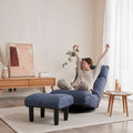 Navy Armless Swivel Recliner with Ottoman Set - Adjustable Headrest and Backrest