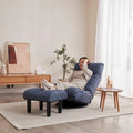 Navy Armless Swivel Recliner with Ottoman Set - Adjustable Headrest and Backrest