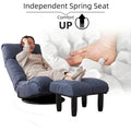 Navy Armless Swivel Recliner with Ottoman Set - Adjustable Headrest and Backrest