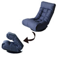 Navy Armless Swivel Recliner with Ottoman Set - Adjustable Headrest and Backrest