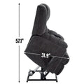 Grey Oversized Chenille Power Lift Recliner with Massage, Heating, and Flat Lay Feature