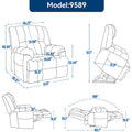 Grey Oversized Chenille Power Lift Recliner with Massage, Heating, and Flat Lay Feature