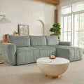 Grey 105.2" Corduroy L-Shaped Convertible Sleeper Sectional with Storage Compartment