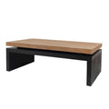 Versatile 2-Tier Coffee Table in Black and Natural Wood for Living Room