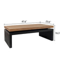 Versatile 2-Tier Coffee Table in Black and Natural Wood for Living Room