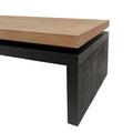 Versatile 2-Tier Coffee Table in Black and Natural Wood for Living Room