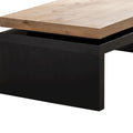 Versatile 2-Tier Coffee Table in Black and Natural Wood for Living Room