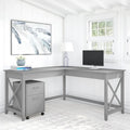 Bush Furniture Key West 60-Inch L-Shaped Desk with Rolling File Cabinet