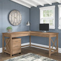 Bush Furniture Key West 60-Inch L-Shaped Desk with Rolling File Cabinet