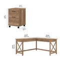 Bush Furniture Key West 60-Inch L-Shaped Desk with Rolling File Cabinet