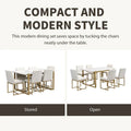 7-Piece Contemporary Faux Marble Dining Set with 6 Upholstered Chairs
