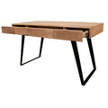 54-Inch Solid Wood Writing Desk in Natural and Black Mango Finish with Three Drawers