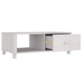 Rectangular White Solid Pine Wood Coffee Table with Storage Drawer