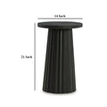 Ceil Round Accent Table with Classic Black Fluted Solid Wood Base - 14 Inches