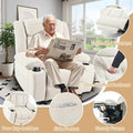 Elevated Recliner Chair for Seniors - Fabric Lift Chair with Extended Footrest, Dual Cup Holders, Side Pockets, and Remote Control
