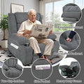 Elevated Recliner Chair for Seniors - Fabric Lift Chair with Extended Footrest, Dual Cup Holders, Side Pockets, and Remote Control