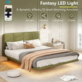 Christopher Knight Home Korli Contemporary Upholstered Leather Floating Bed Frame and Headboard Set with LED Lighting