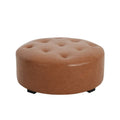 Christopher Knight Home Round Ottoman with Button Tufting in PU Leather