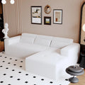 Christopher Knight Home - 109 Modern L-Shaped Modular Sectional Sofa in Teddy Fabric with Chaise and Pillows
