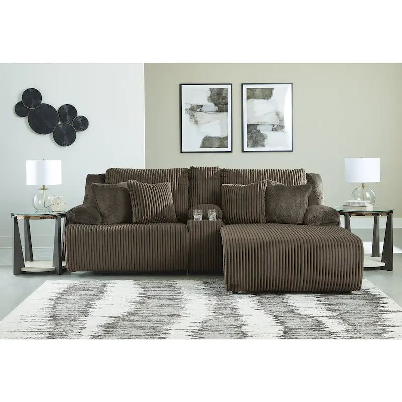 Signature Design by Ashley Top Tier 3-Piece Reclining Sectional Sofa with Chaise - Dimensions: 105W x 74D x 41H