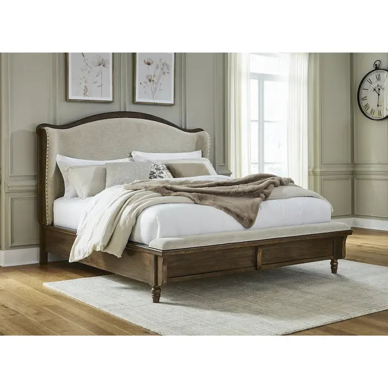 Signature Design by Ashley Sturlayne Brown and Beige Upholstered Bed Frame
