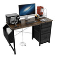 Contemporary Computer Desk with Built-in Charging Station and Versatile Reversible Storage Drawers for Home Office or Study
