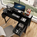 Contemporary Computer Desk with Built-in Charging Station and Versatile Reversible Storage Drawers for Home Office or Study