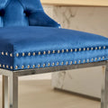 Contemporary Set of 2 Bar Stools with Button-Tufted Back and Studded Trim, Chrome Metal Base - Ideal for Dining Room, Living Room, and Bedroom