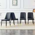 Contemporary Set of 4 Faux Leather Dining Chairs with Cushioned Backrests and Metal Legs – Ideal for Dining Rooms, Living Rooms, and Bedrooms