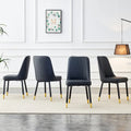 Contemporary Set of 4 Faux Leather Dining Chairs with Cushioned Backrests and Metal Legs – Ideal for Dining Rooms, Living Rooms, and Bedrooms
