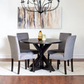 Modern 5-Piece Compact Dining Set with Chrome Nailhead Trim Chairs for Kitchen