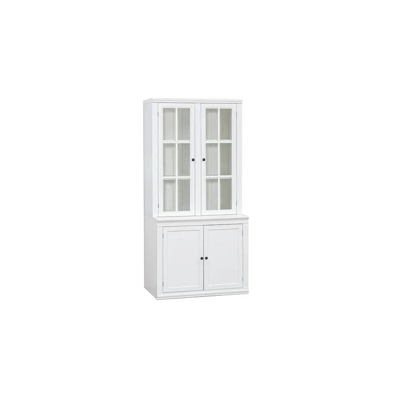 75.25-Inch Tall Traditional Display Cabinet with Tempered Glass Double Doors – Perfect for Living Room, Kitchen, and Home
