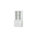 75.25-Inch Tall Traditional Display Cabinet with Tempered Glass Double Doors – Perfect for Living Room, Kitchen, and Home