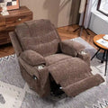 Plush Chenille Power Lift Recliner with Extended Footrest, Lift Assist, Heat & Massage Features, USB/Type C Charging, and Storage