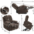 Plush Chenille Power Lift Recliner with Extended Footrest, Lift Assist, Heat & Massage Features, USB/Type C Charging, and Storage