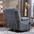 Plush Chenille Power Lift Recliner with Extended Footrest, Lift Assist, Heat & Massage Features, USB/Type C Charging, and Storage