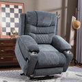 Plush Chenille Power Lift Recliner with Extended Footrest, Lift Assist, Heat & Massage Features, USB/Type C Charging, and Storage