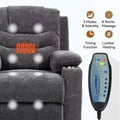 Plush Chenille Power Lift Recliner with Extended Footrest, Lift Assist, Heat & Massage Features, USB/Type C Charging, and Storage