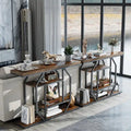 47.24-Inch Rustic Long Console Table with 4-Tier Shelves - Ideal for Entryway or Behind Couch Storage