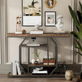 47.24-Inch Rustic Long Console Table with 4-Tier Shelves - Ideal for Entryway or Behind Couch Storage