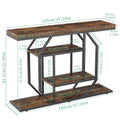 47.24-Inch Rustic Long Console Table with 4-Tier Shelves - Ideal for Entryway or Behind Couch Storage