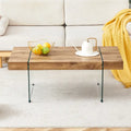 Rectangular Coffee Table with Tempered Glass Legs - Wooden Side and Center Tables for Living Room and Reception Area