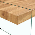 Rectangular Coffee Table with Tempered Glass Legs - Wooden Side and Center Tables for Living Room and Reception Area