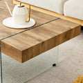 Rectangular Coffee Table with Tempered Glass Legs - Wooden Side and Center Tables for Living Room and Reception Area